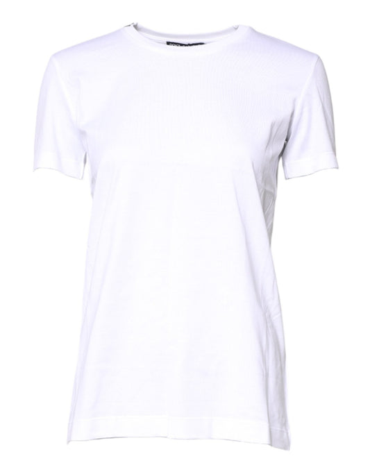 Dolce & Gabbana White Cotton Crew Neck Short Sleeves T-shirt - Sandy Store ByNet