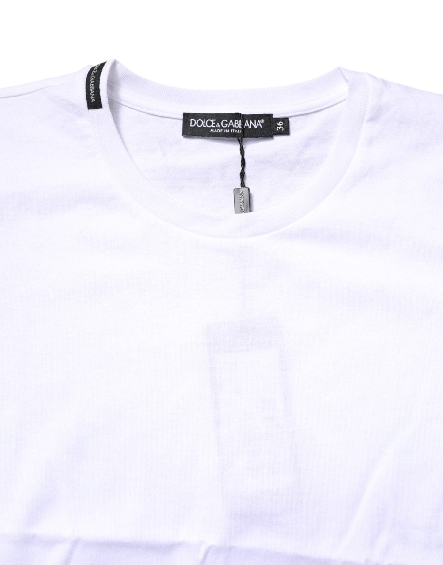 Dolce & Gabbana White Cotton Crew Neck Short Sleeves T-shirt - Sandy Store ByNet