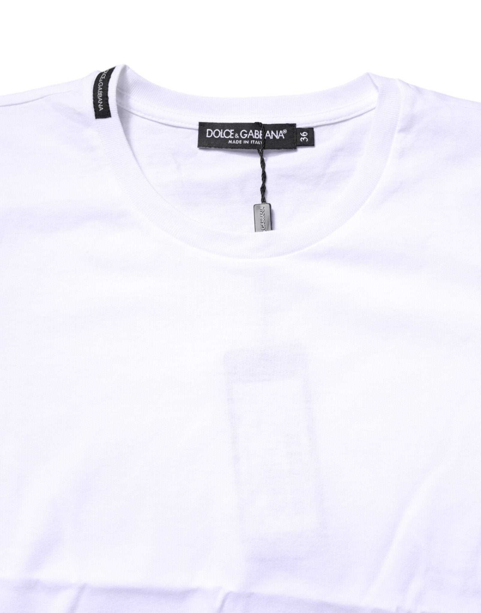 Dolce & Gabbana White Cotton Crew Neck Short Sleeves T-shirt - Sandy Store ByNet