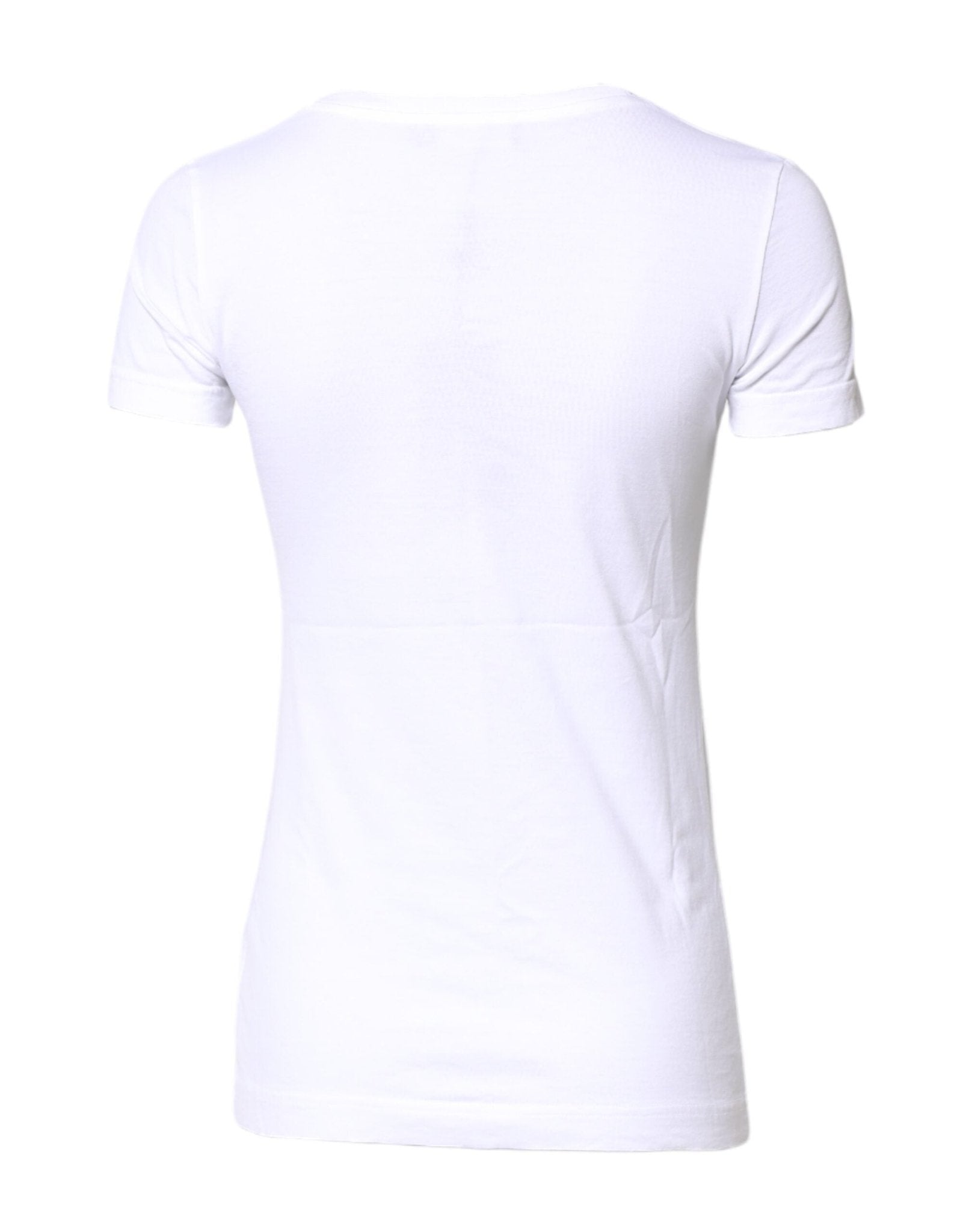 Dolce & Gabbana White Cotton Crew Neck Short Sleeves T-shirt - Sandy Store ByNet