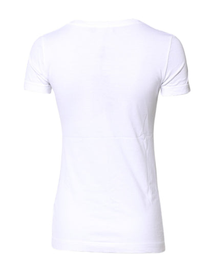 Dolce & Gabbana White Cotton Crew Neck Short Sleeves T-shirt - Sandy Store ByNet