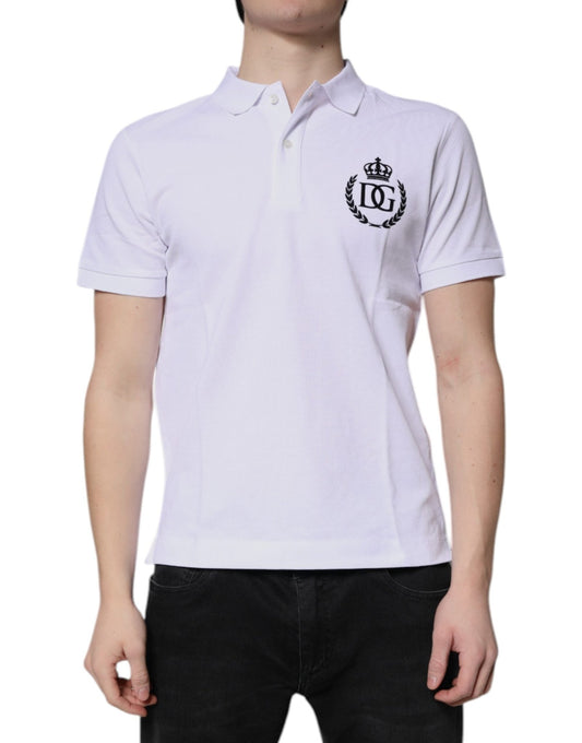 Dolce & Gabbana White Cotton Crown Collared Men Polo T-shirt – IT44 | XS par Dolce & Gabbana | Disponible sur Sandy Store ByNet