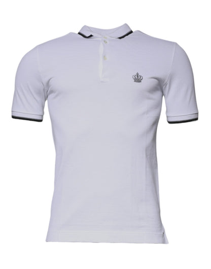 Dolce & Gabbana White Cotton Crown Collared Polo T-shirt – IT44 | XS par Dolce & Gabbana | Disponible sur Sandy Store ByNet