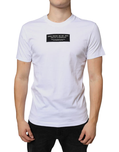 Dolce & Gabbana White Cotton DG Applique Casual T-shirt – IT44 | XS par Dolce & Gabbana | Disponible sur Sandy Store ByNet