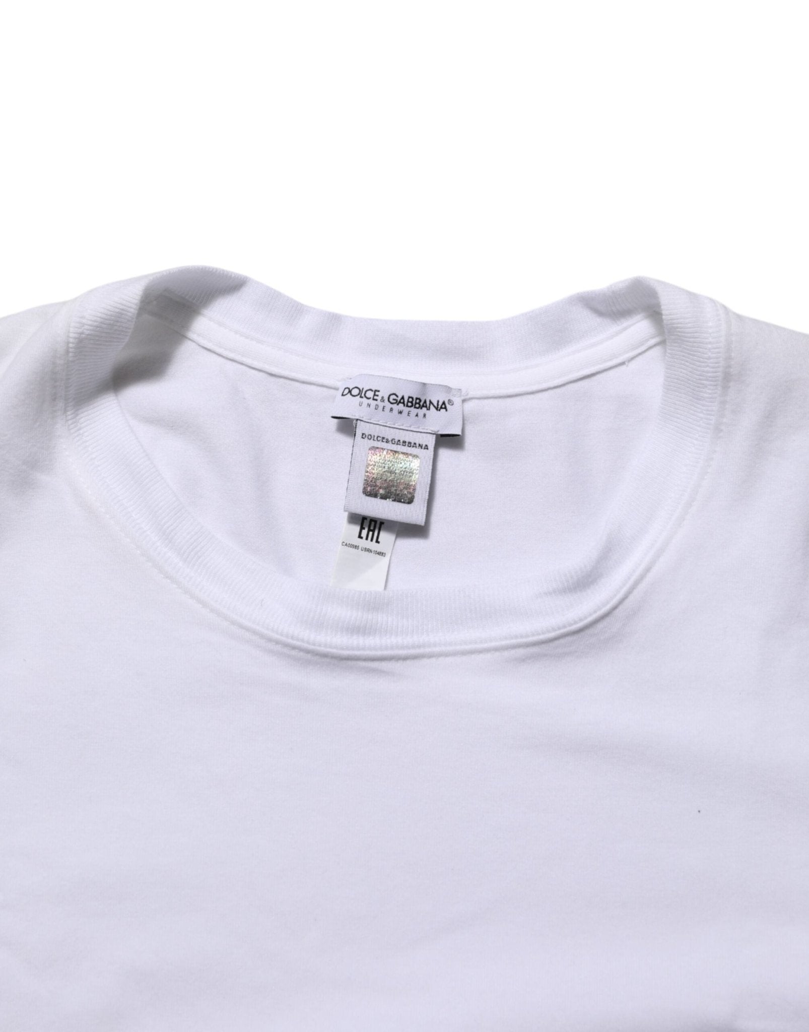 Dolce & Gabbana White Cotton DG Italia Round Neck Men T-shirt – IT4 | S par Dolce & Gabbana | Disponible sur Sandy Store ByNet