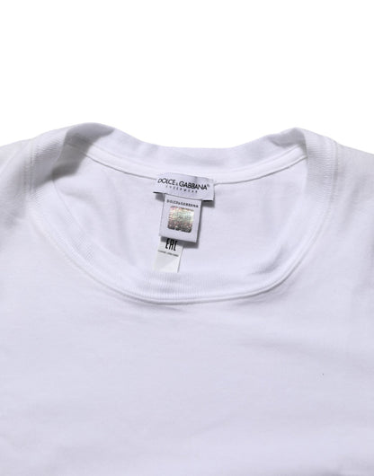 Dolce & Gabbana White Cotton DG Italia Round Neck Men T-shirt – IT4 | S par Dolce & Gabbana | Disponible sur Sandy Store ByNet