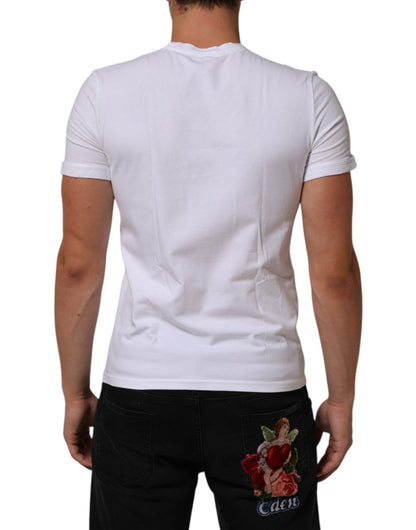 Dolce & Gabbana White Cotton DG Italia Round Neck Men T-shirt – IT4 | S par Dolce & Gabbana | Disponible sur Sandy Store ByNet