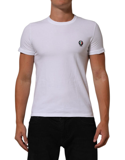 Dolce & Gabbana White Cotton DG Italia Round Neck Men T-shirt – IT4 | S par Dolce & Gabbana | Disponible sur Sandy Store ByNet