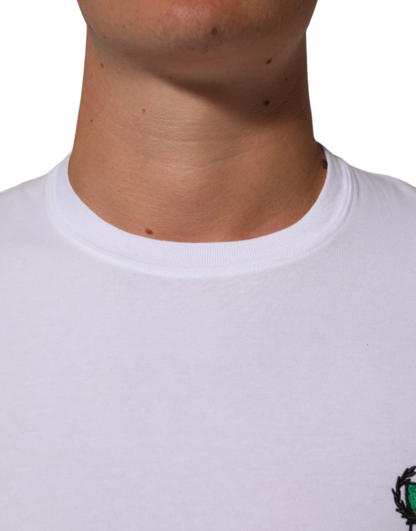 Dolce & Gabbana White Cotton DG Italia Round Neck Men T-shirt – IT4 | S par Dolce & Gabbana | Disponible sur Sandy Store ByNet