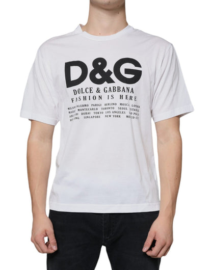 Dolce & Gabbana White Cotton DG Logo Print Casual T-shirt – IT46 | S par Dolce & Gabbana | Disponible sur Sandy Store ByNet