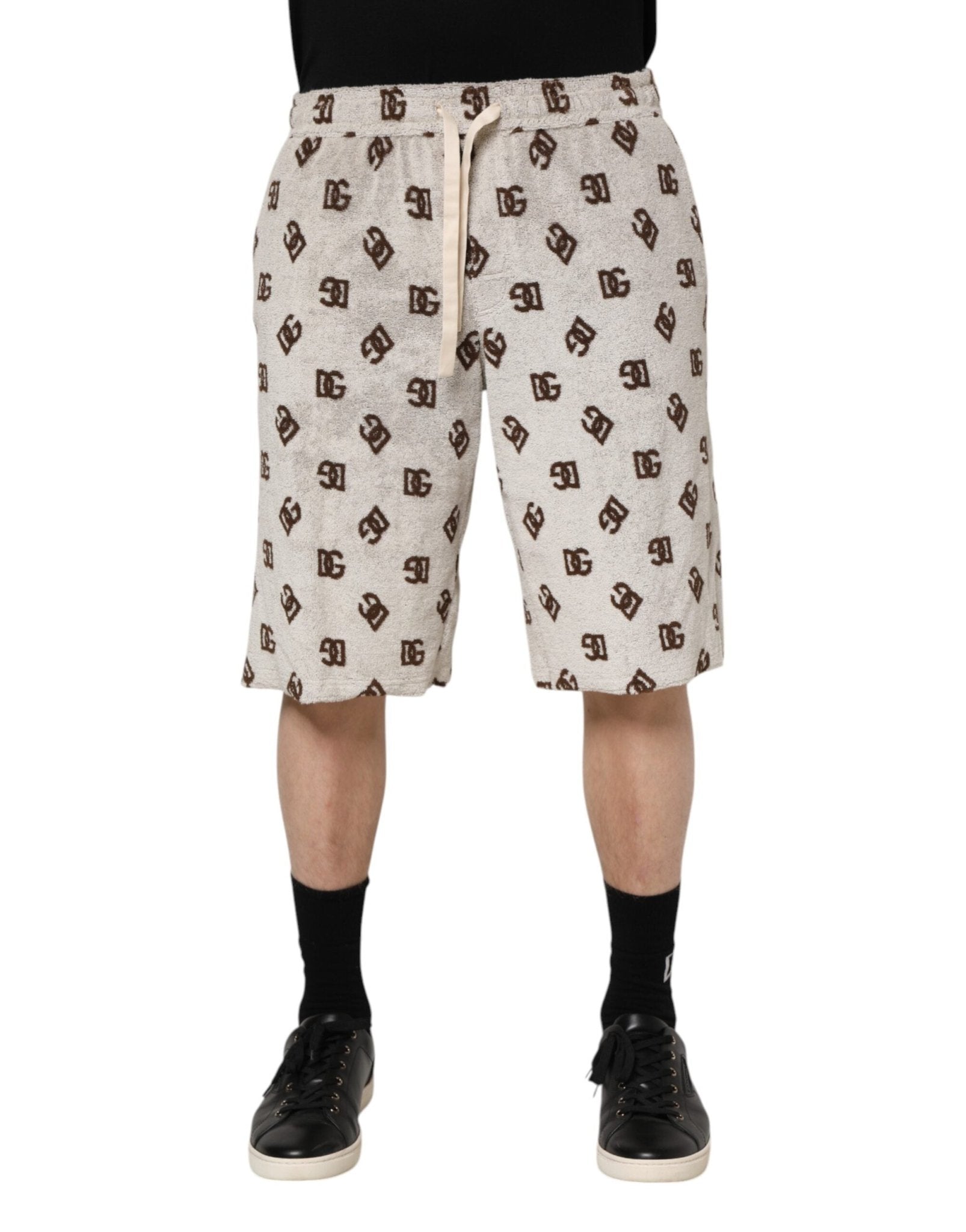 Dolce & Gabbana White Cotton DG Mania Print Men Bermuda Shorts – IT48 | M par Dolce & Gabbana | Disponible sur Sandy Store ByNet
