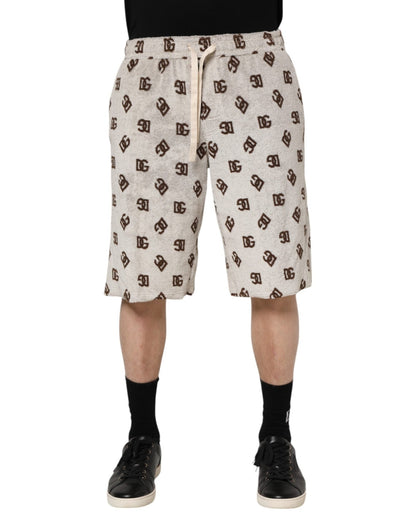Dolce & Gabbana White Cotton DG Mania Print Men Bermuda Shorts – IT48 | M par Dolce & Gabbana | Disponible sur Sandy Store ByNet