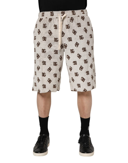 Dolce & Gabbana White Cotton DG Mania Print Men Bermuda Shorts – IT48 | M par Dolce & Gabbana | Disponible sur Sandy Store ByNet