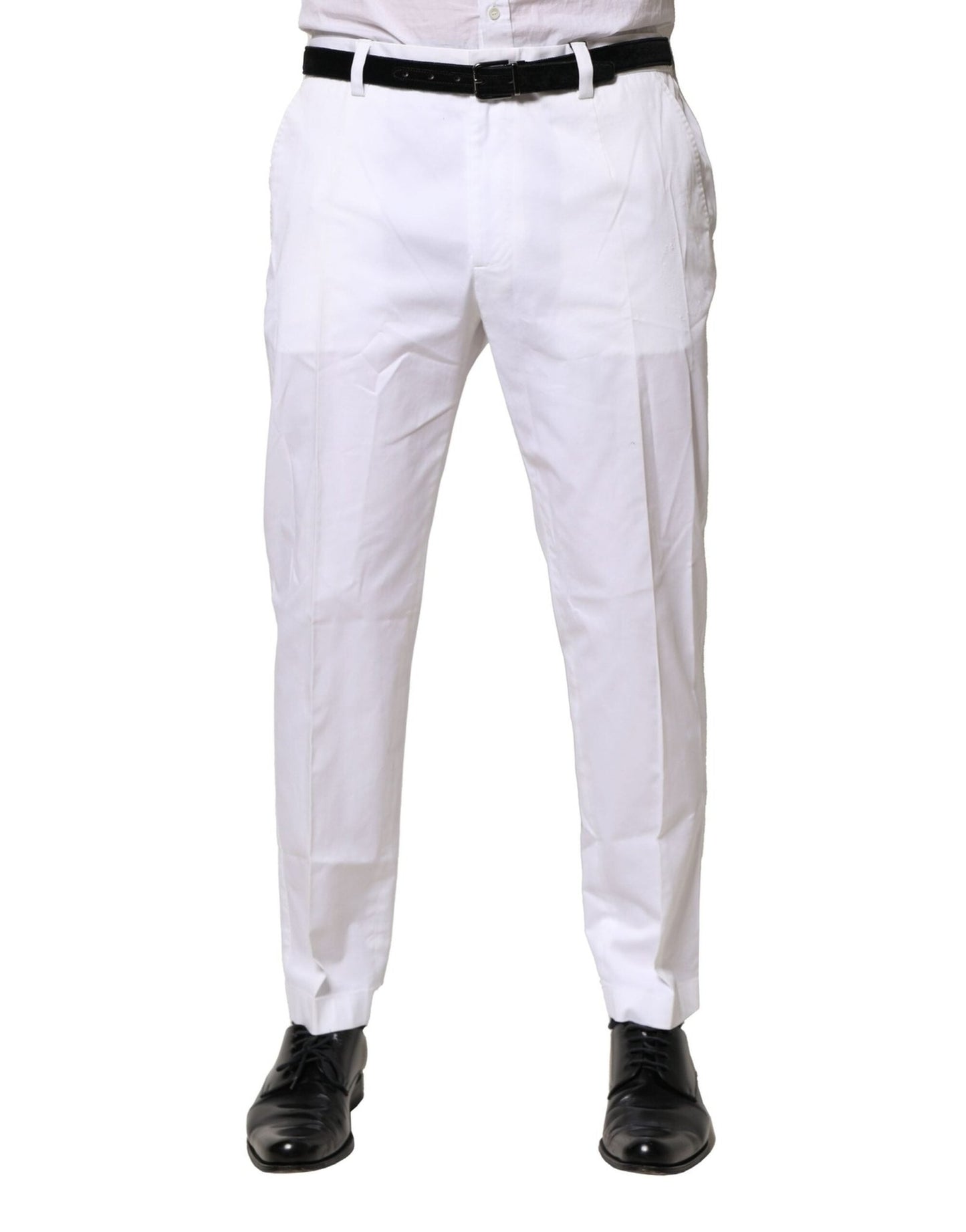 Dolce & Gabbana White Cotton Dress Slim Formal Pants – IT52 | XL par Dolce & Gabbana | Disponible sur Sandy Store ByNet