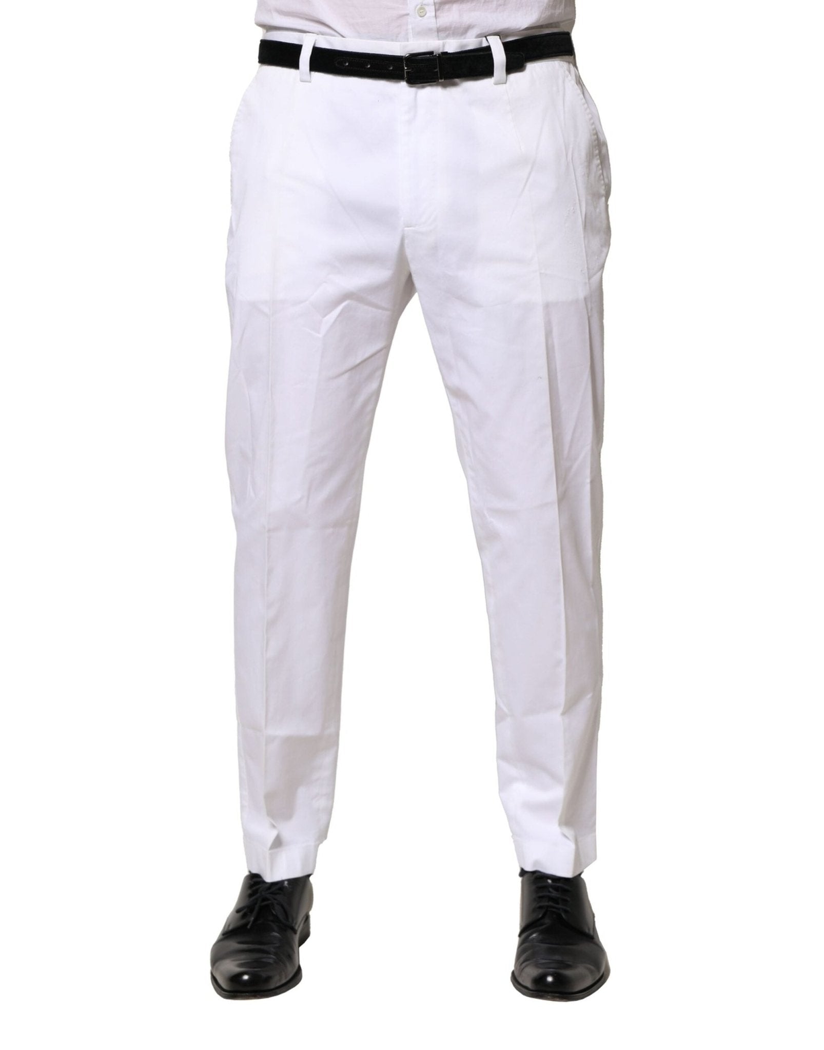 Dolce & Gabbana White Cotton Dress Slim Formal Pants – IT52 | XL par Dolce & Gabbana | Disponible sur Sandy Store ByNet
