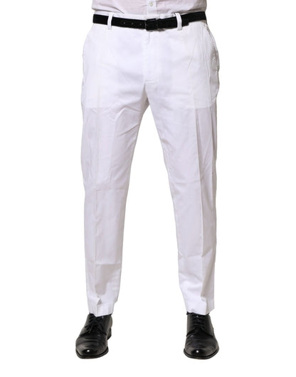 Dolce & Gabbana White Cotton Dress Slim Formal Pants – IT52 | XL par Dolce & Gabbana | Disponible sur Sandy Store ByNet