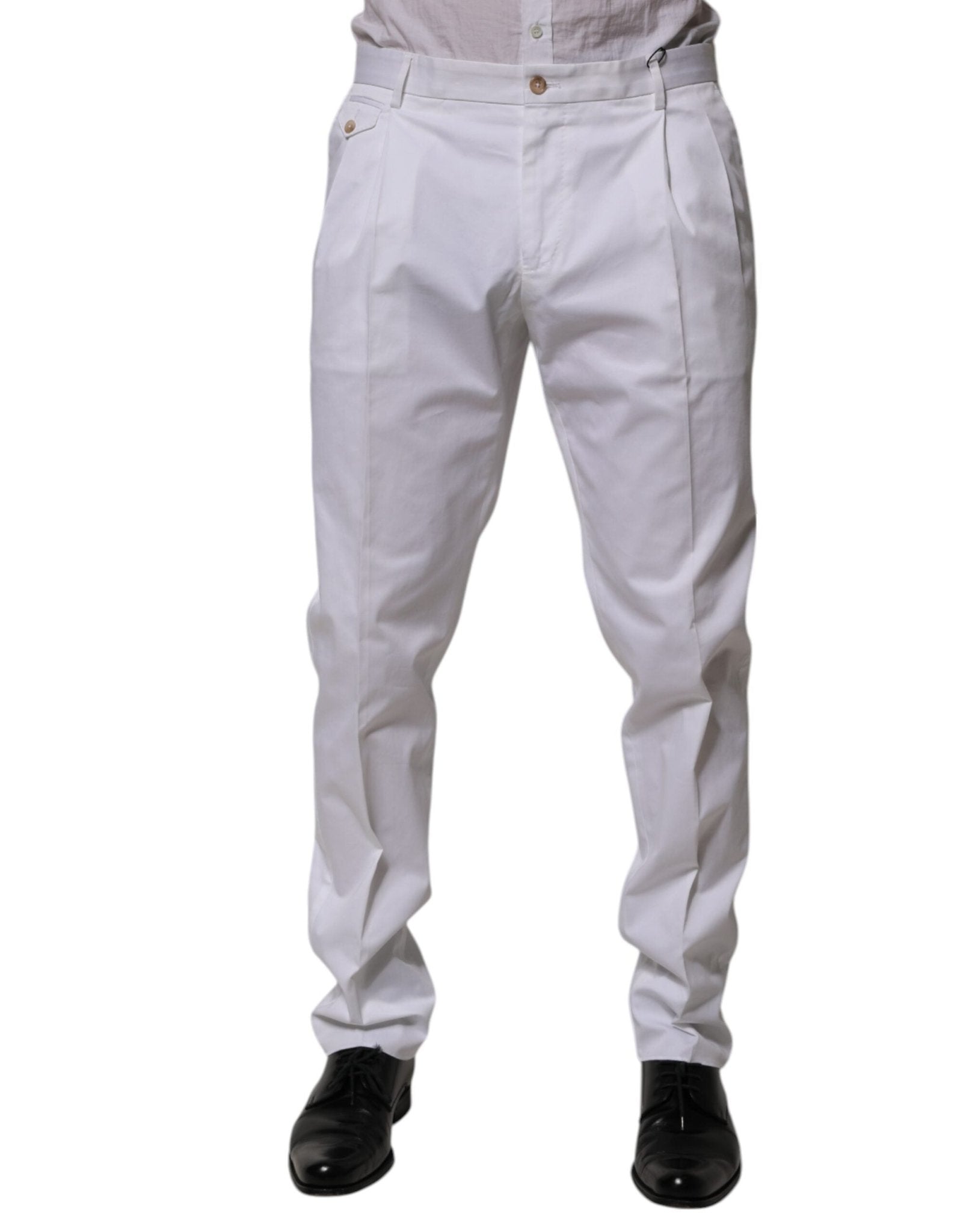 Dolce & Gabbana White Cotton Dress Slim Formal Trouser Pants – IT58 | XXL par Dolce & Gabbana | Disponible sur Sandy Store ByNet
