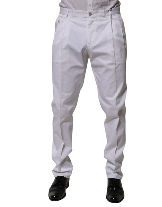 Dolce & Gabbana White Cotton Dress Slim Formal Trouser Pants – IT58 | XXL par Dolce & Gabbana | Disponible sur Sandy Store ByNet