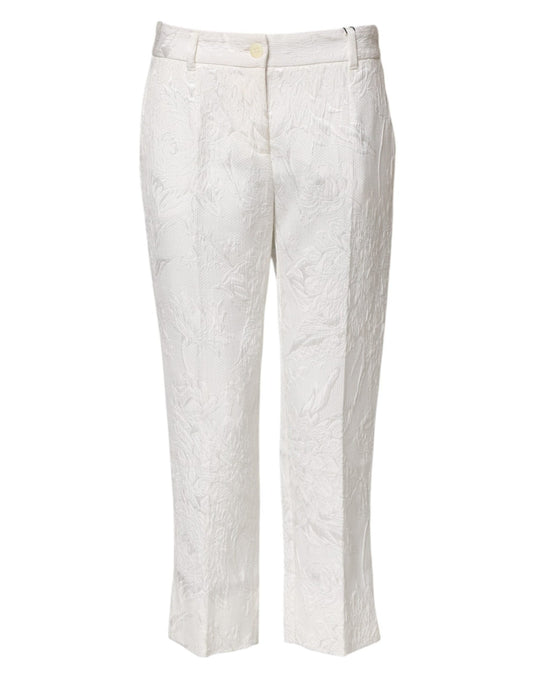 Dolce & Gabbana White Cotton Floral Jacquard Pants – IT40|S par Dolce & Gabbana | Disponible sur Sandy Store ByNet
