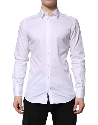 Dolce & Gabbana White Cotton GOLD Long Sleeve Men Dress Shirt – IT39 | S par Dolce & Gabbana | Disponible sur Sandy Store ByNet
