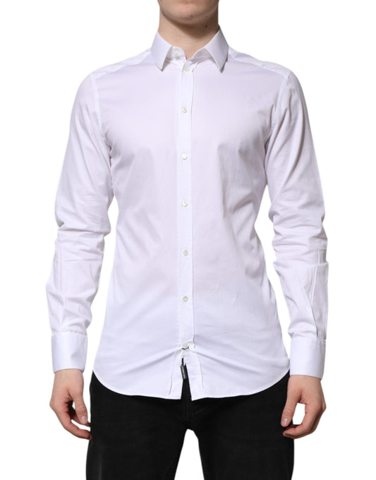 Dolce & Gabbana White Cotton GOLD Long Sleeve Men Dress Shirt – IT39 | S par Dolce & Gabbana | Disponible sur Sandy Store ByNet