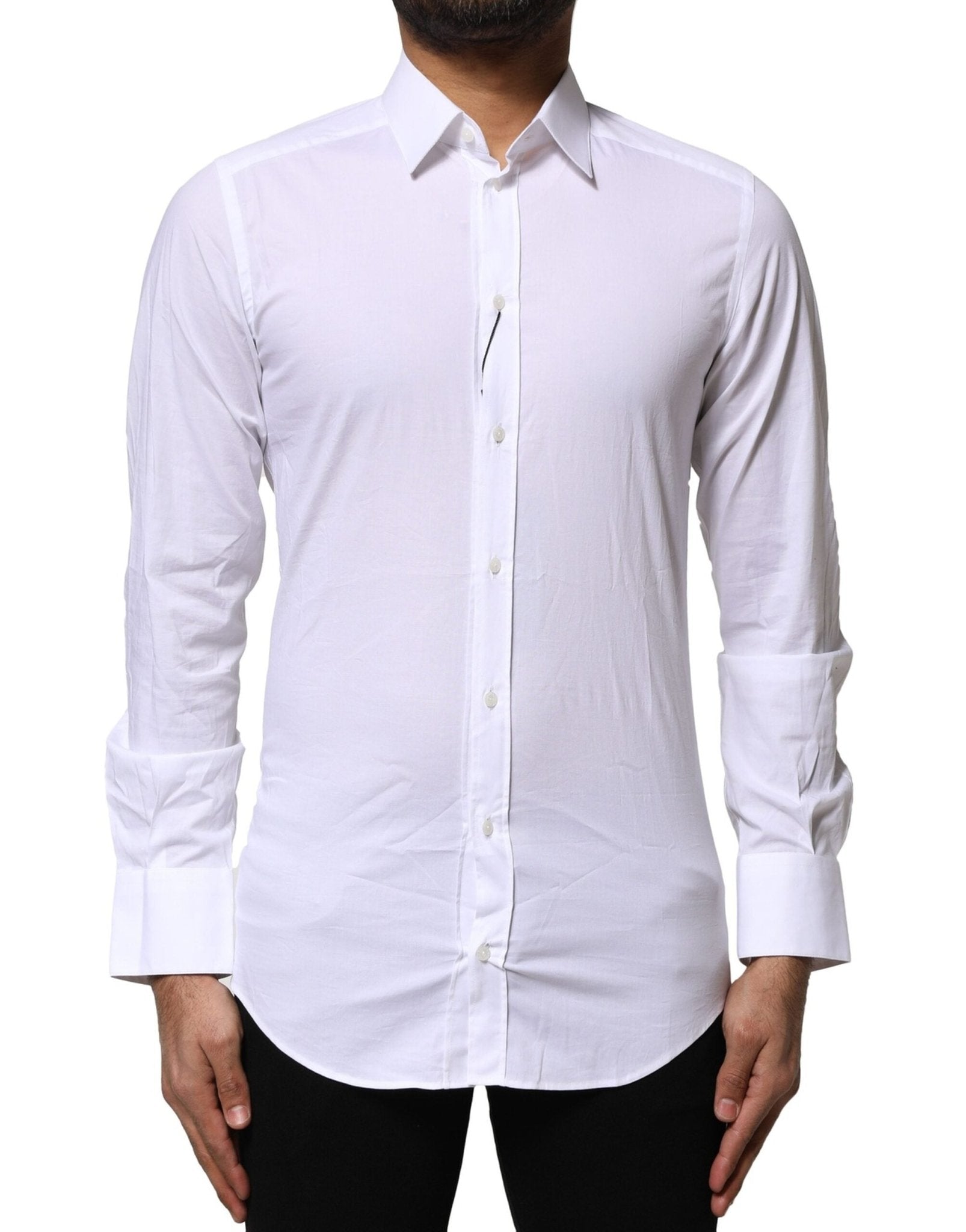 Dolce & Gabbana White Cotton GOLD Long Sleeves Dress Shirt – IT37 | XS par Dolce & Gabbana | Disponible sur Sandy Store ByNet