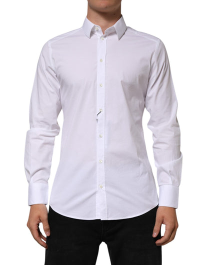 Dolce & Gabbana White Cotton GOLD Long Sleeves Formal Men Shirt – IT40 | M par Dolce & Gabbana | Disponible sur Sandy Store ByNet