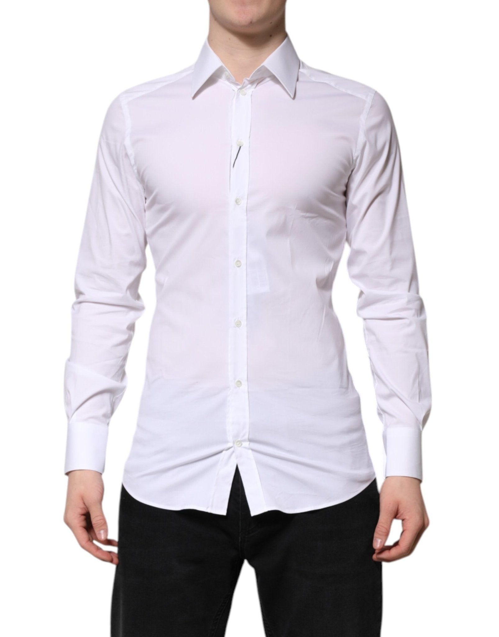 Dolce & Gabbana White Cotton GOLD Long Sleeves Formal Shirt – IT38 | XS par Dolce & Gabbana | Disponible sur Sandy Store ByNet