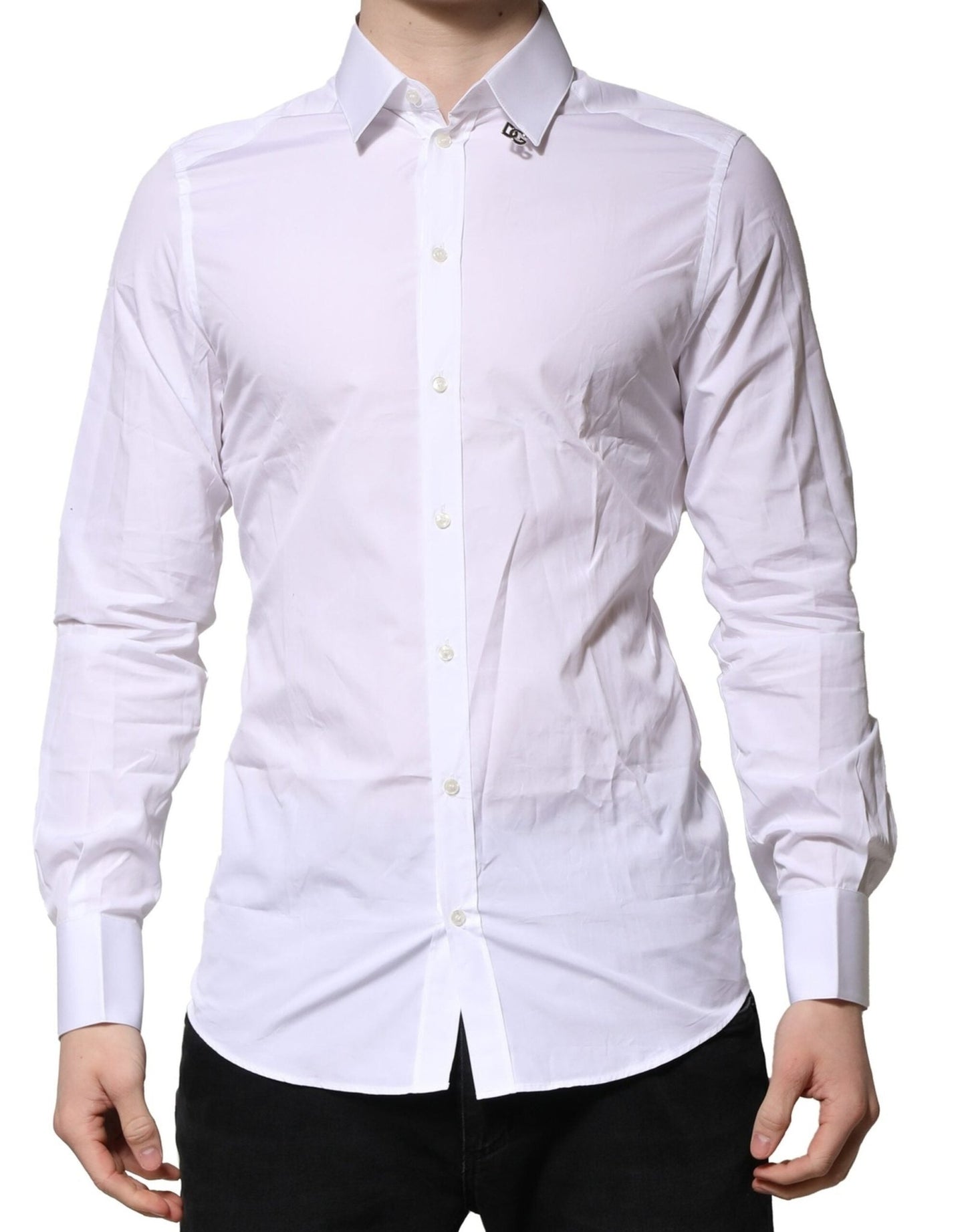 Dolce & Gabbana White Cotton GOLD Long Sleeves Formal Shirt – IT39 | S par Dolce & Gabbana | Disponible sur Sandy Store ByNet