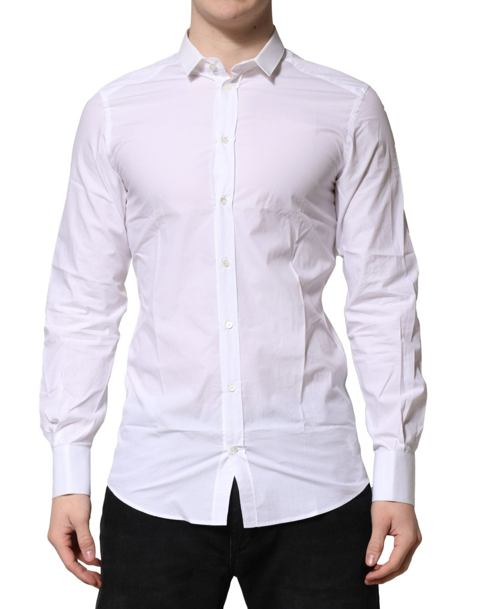 Dolce & Gabbana White Cotton GOLD Long Sleeves Formal Shirt – IT39 | S par Dolce & Gabbana | Disponible sur Sandy Store ByNet