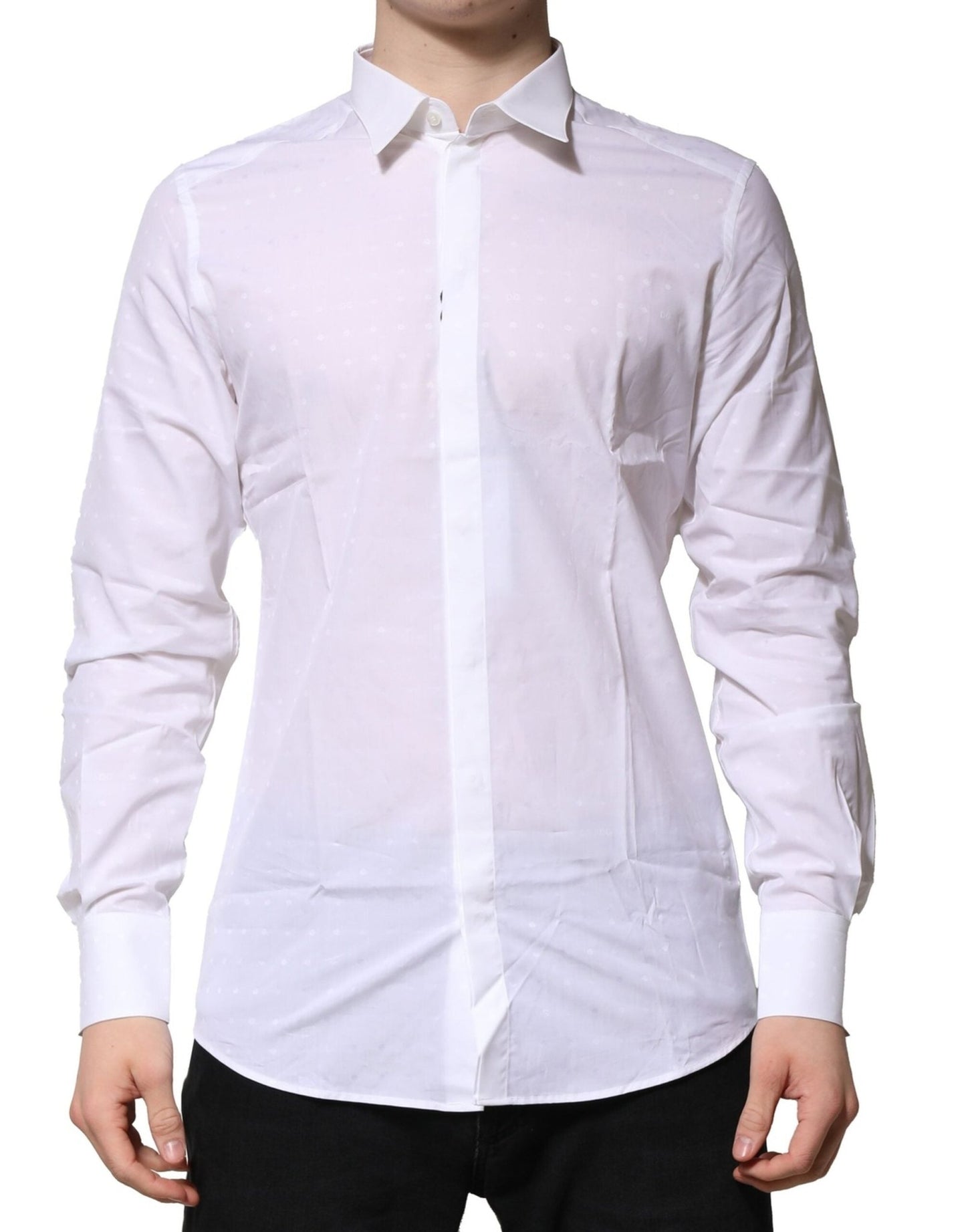 Dolce & Gabbana White Cotton GOLD Long Sleeves Formal Shirt – IT40 | M par Dolce & Gabbana | Disponible sur Sandy Store ByNet
