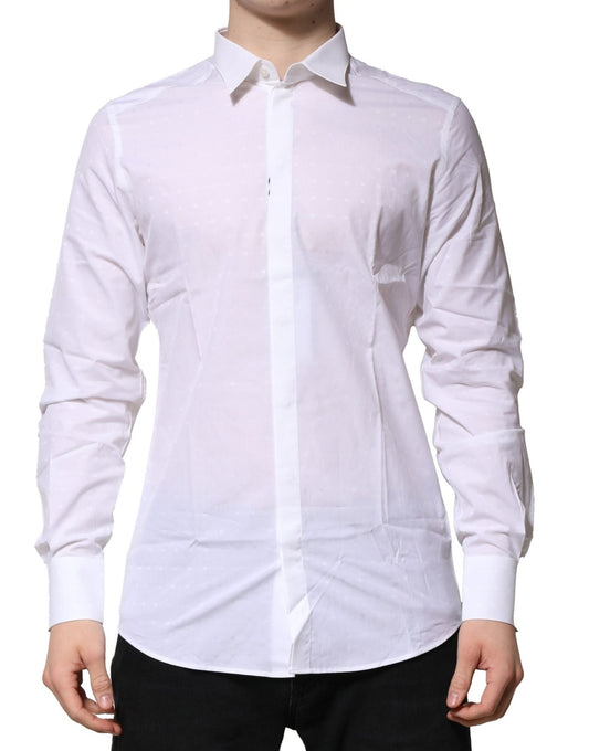 Dolce & Gabbana White Cotton GOLD Long Sleeves Formal Shirt – IT40 | M par Dolce & Gabbana | Disponible sur Sandy Store ByNet