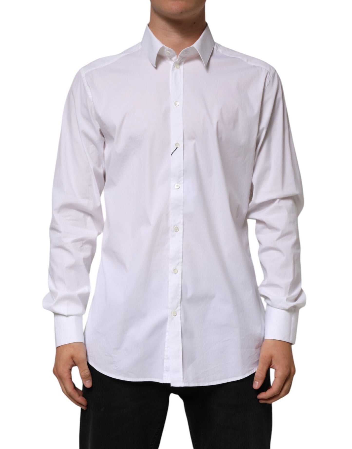 Dolce & Gabbana White Cotton GOLD Long Sleeves Formal Shirt – IT43 | 2XL par Dolce & Gabbana | Disponible sur Sandy Store ByNet