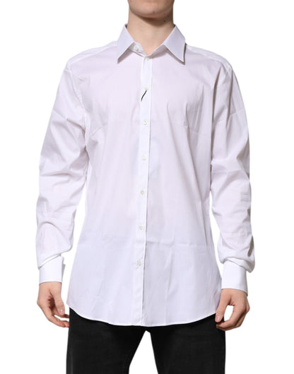 Dolce & Gabbana White Cotton GOLD Long Sleeves Formal Shirt – IT45 | 3XL par Dolce & Gabbana | Disponible sur Sandy Store ByNet