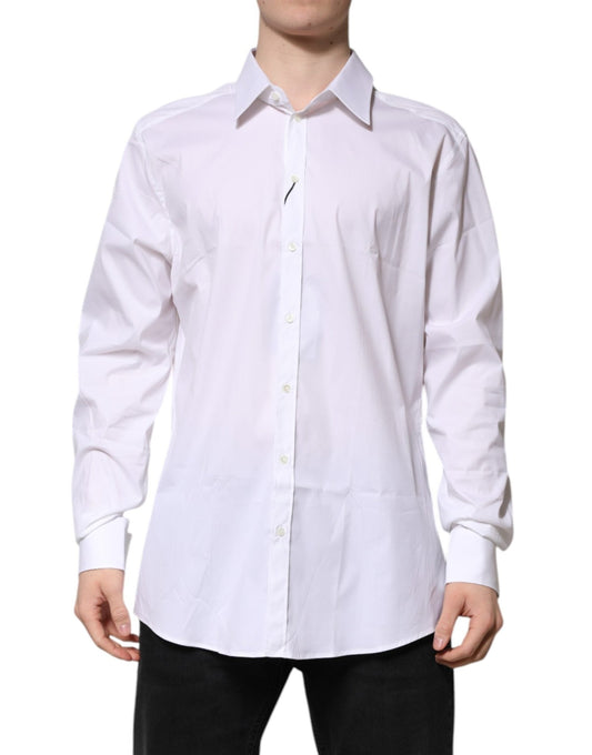 Dolce & Gabbana White Cotton GOLD Long Sleeves Formal Shirt – IT45 | 3XL par Dolce & Gabbana | Disponible sur Sandy Store ByNet