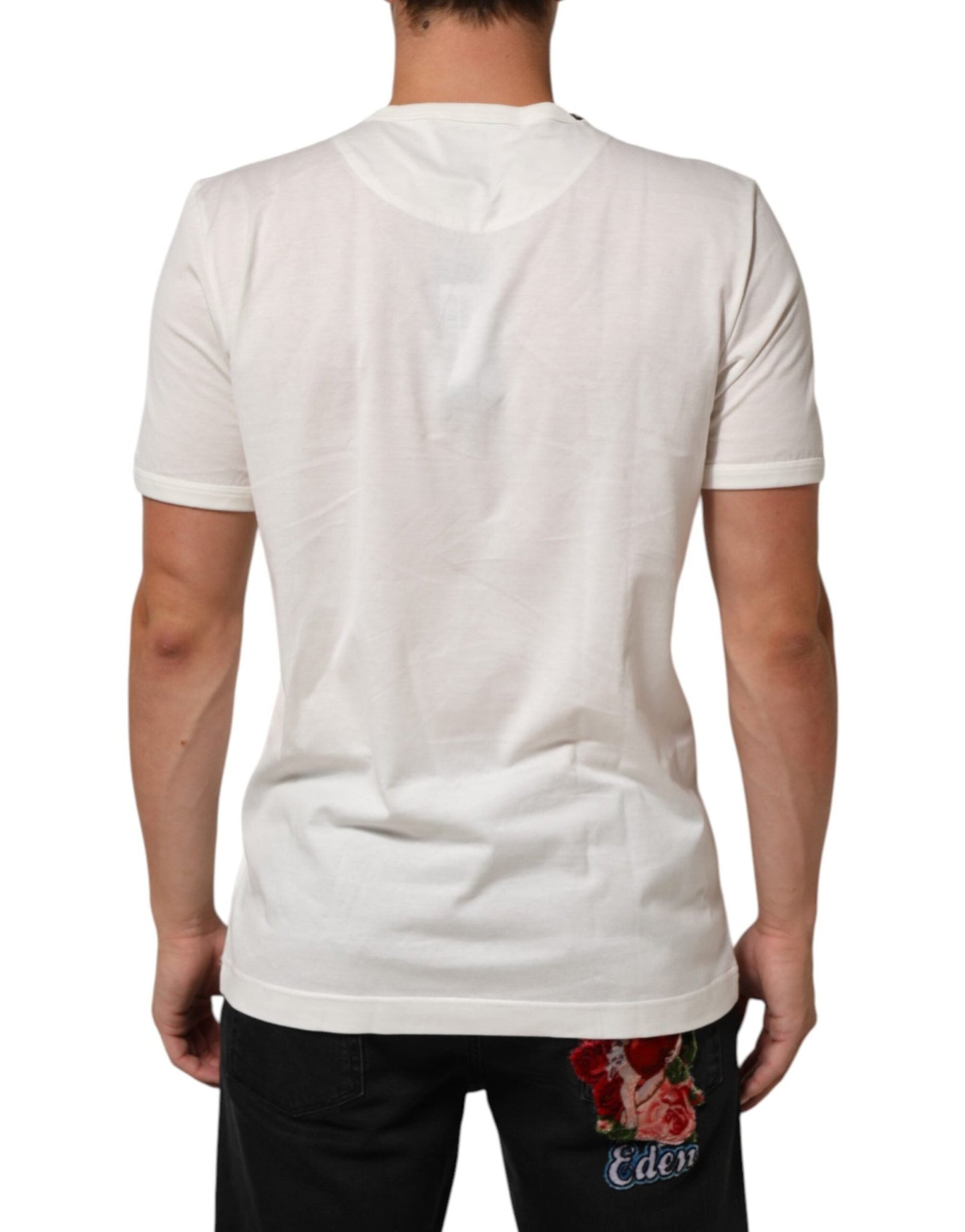 Dolce & Gabbana White Cotton Goodluck 2020 Crew Neck T-shirt – IT52 | XL par Dolce & Gabbana | Disponible sur Sandy Store ByNet