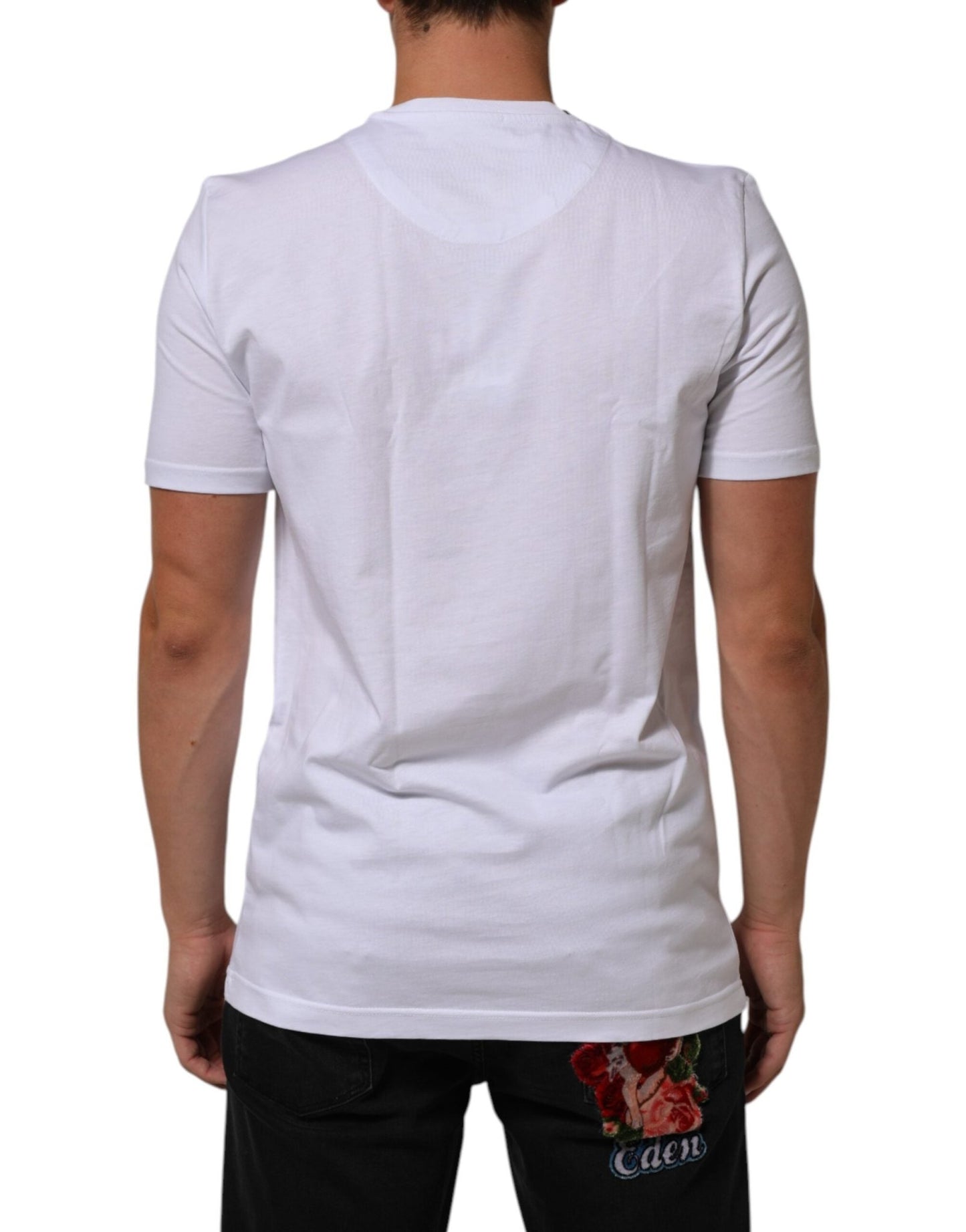 Dolce & Gabbana White Cotton Goodluck 2023 Crew Neck T-shirt – IT52 | XL par Dolce & Gabbana | Disponible sur Sandy Store ByNet