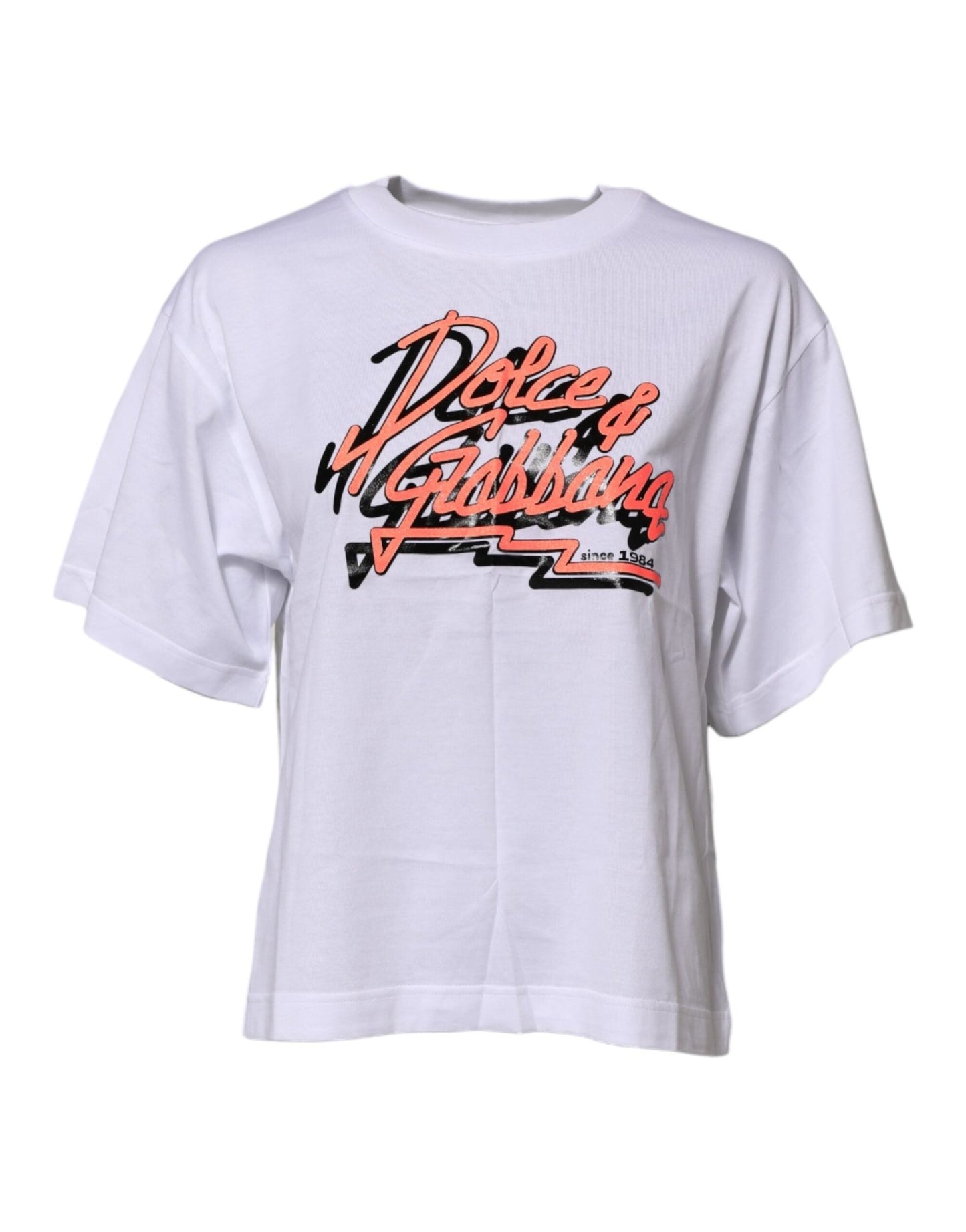 Dolce & Gabbana White Cotton Graphic Print Crew Neck T-shirt – IT36|XXS par Dolce & Gabbana | Disponible sur Sandy Store ByNet
