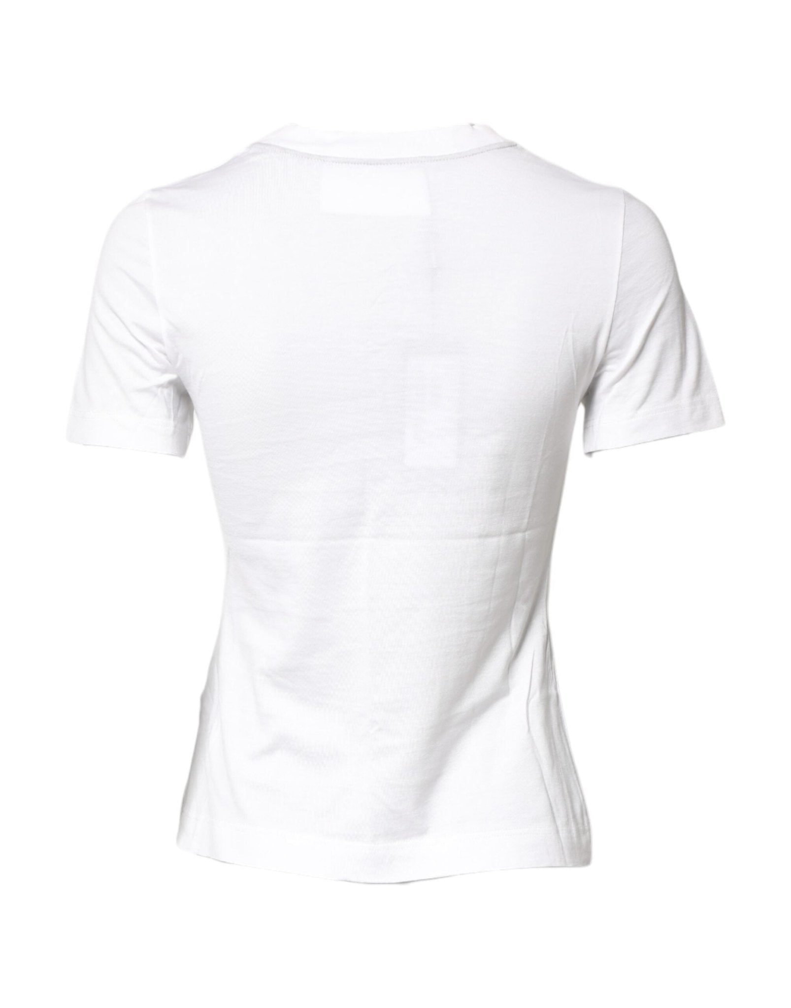 Dolce & Gabbana White Cotton Graphic Print Crew Neck T-shirt - Sandy Store ByNet