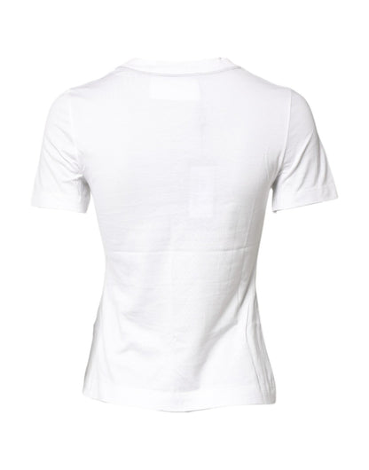 Dolce & Gabbana White Cotton Graphic Print Crew Neck T-shirt - Sandy Store ByNet