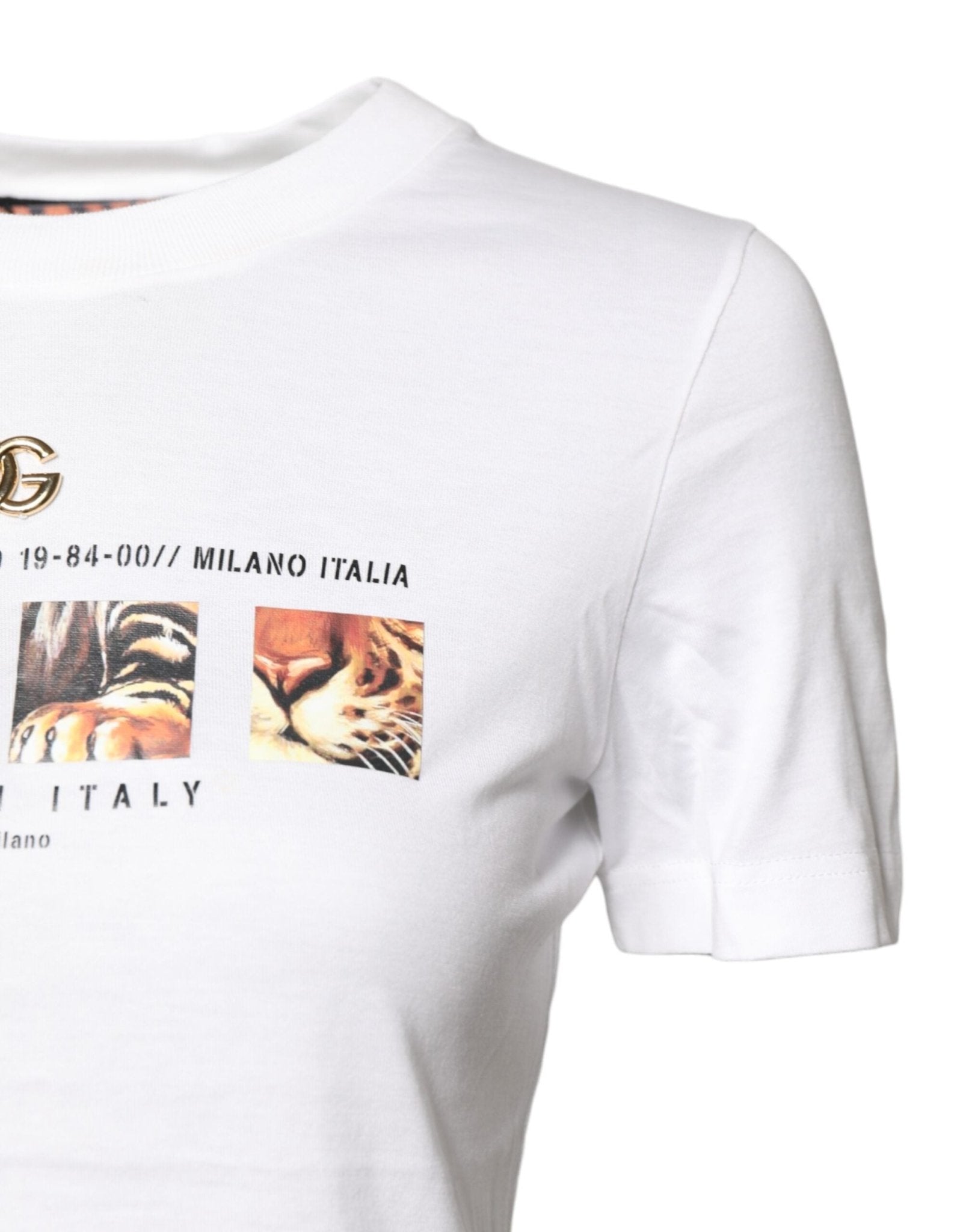 Dolce & Gabbana White Cotton Graphic Print Crew Neck T-shirt - Sandy Store ByNet