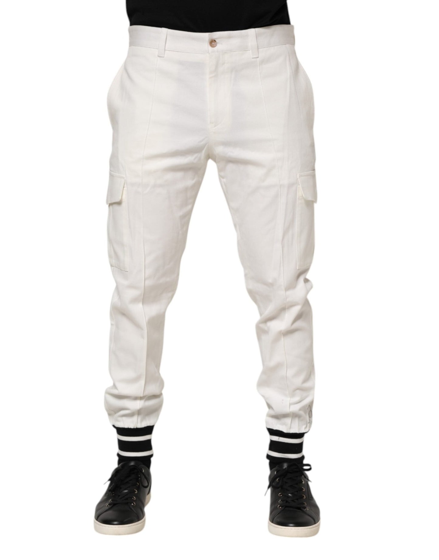 Dolce & Gabbana White Cotton Jogger Cargo Skinny Men Pants – IT50 | L par Dolce & Gabbana | Disponible sur Sandy Store ByNet