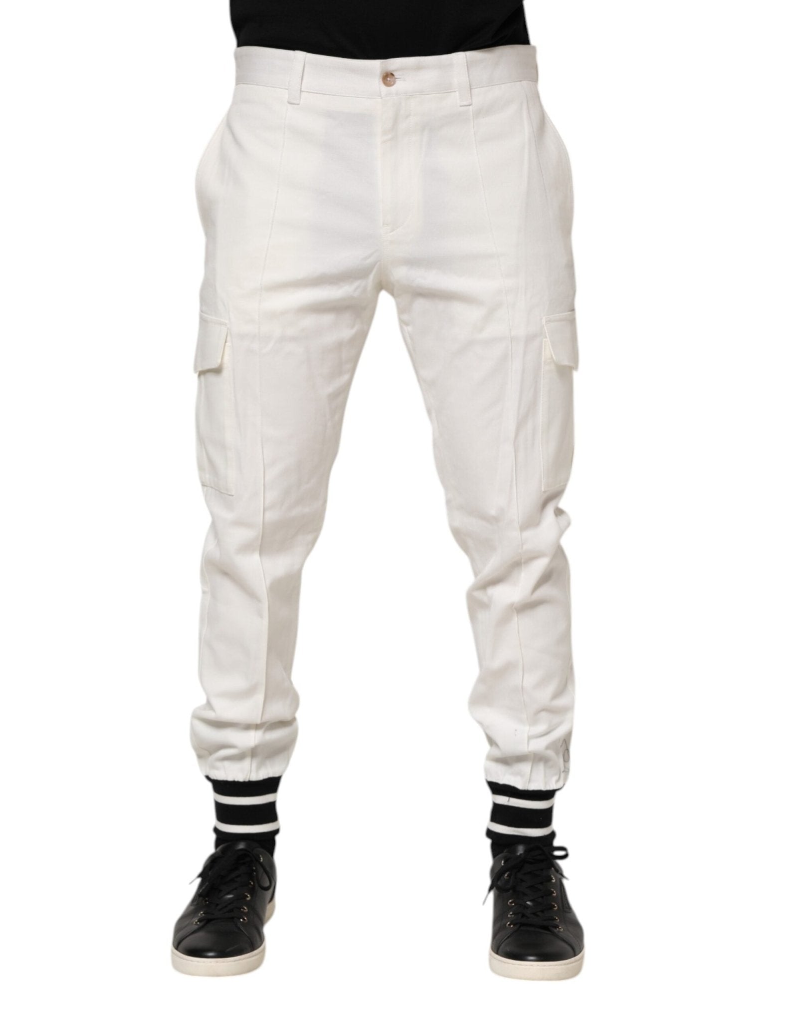 Dolce & Gabbana White Cotton Jogger Cargo Skinny Men Pants – IT50 | L par Dolce & Gabbana | Disponible sur Sandy Store ByNet
