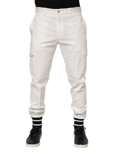 Dolce & Gabbana White Cotton Jogger Cargo Skinny Men Pants – IT50 | L par Dolce & Gabbana | Disponible sur Sandy Store ByNet
