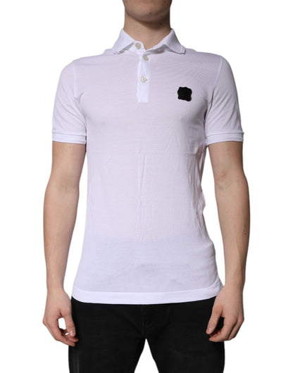 Dolce & Gabbana White Cotton Logo Collared Polo T-shirt – IT44 | XS par Dolce & Gabbana | Disponible sur Sandy Store ByNet
