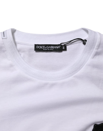 Dolce & Gabbana White Cotton Logo Patch Crew Neck T-shirt – IT44 | XS par Dolce & Gabbana | Disponible sur Sandy Store ByNet