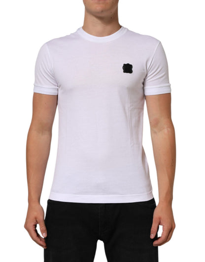 Dolce & Gabbana White Cotton Logo Patch Crew Neck T-shirt – IT44 | XS par Dolce & Gabbana | Disponible sur Sandy Store ByNet