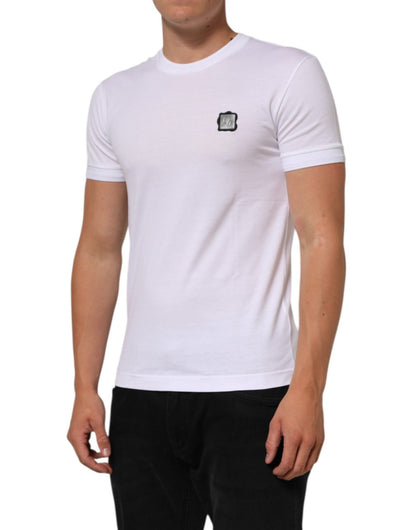 Dolce & Gabbana White Cotton Logo Patch Crew Neck T-shirt – IT44 | XS par Dolce & Gabbana | Disponible sur Sandy Store ByNet