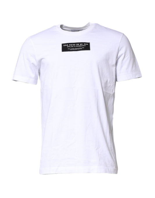 Dolce & Gabbana White Cotton Logo Patch Crew Neck T-shirt – IT48 | M par Dolce & Gabbana | Disponible sur Sandy Store ByNet