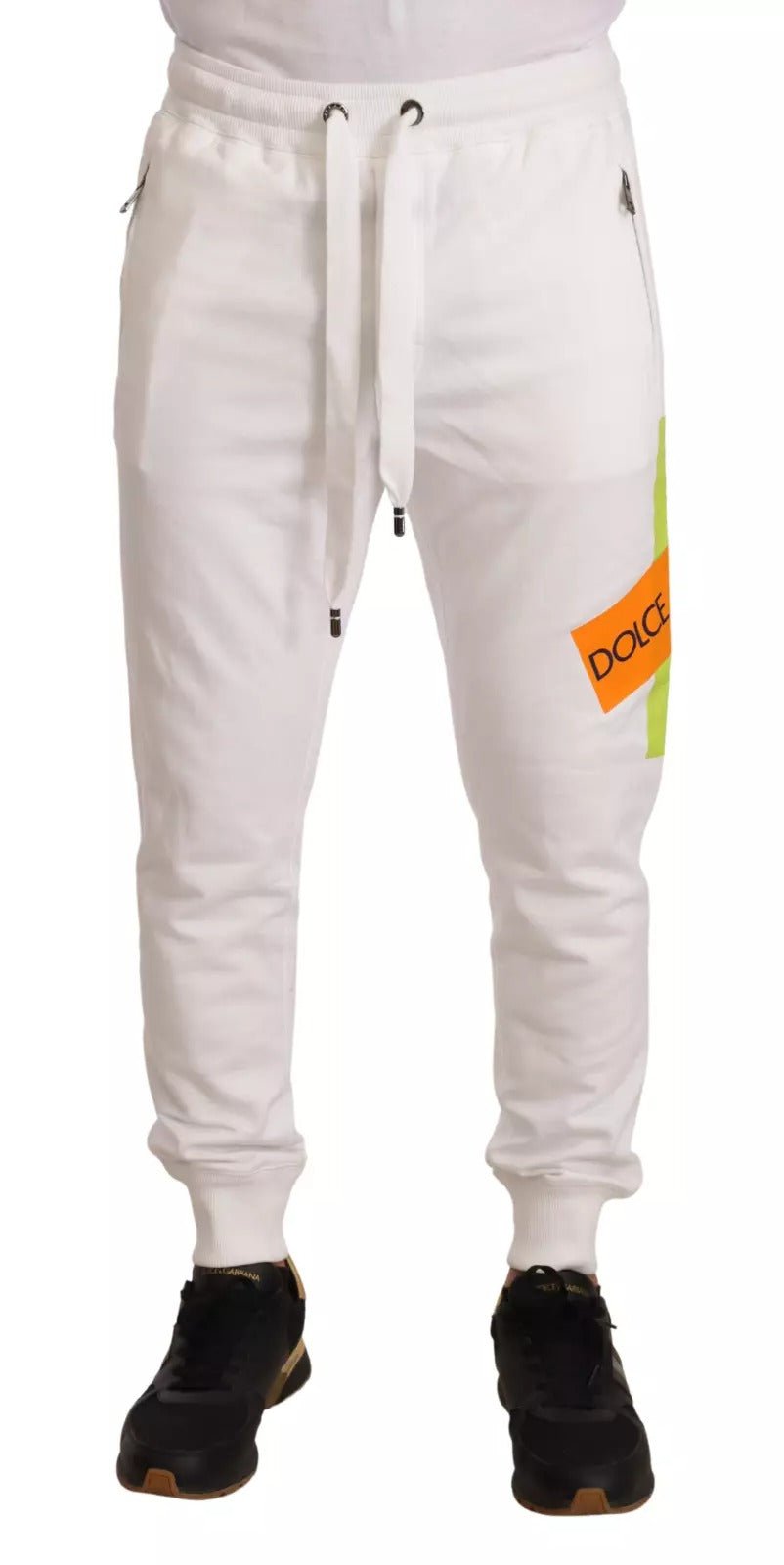 Dolce & Gabbana White Cotton Logo Patch Sweatpants Jogging Pants – IT50 | L par Dolce & Gabbana | Disponible sur Sandy Store ByNet